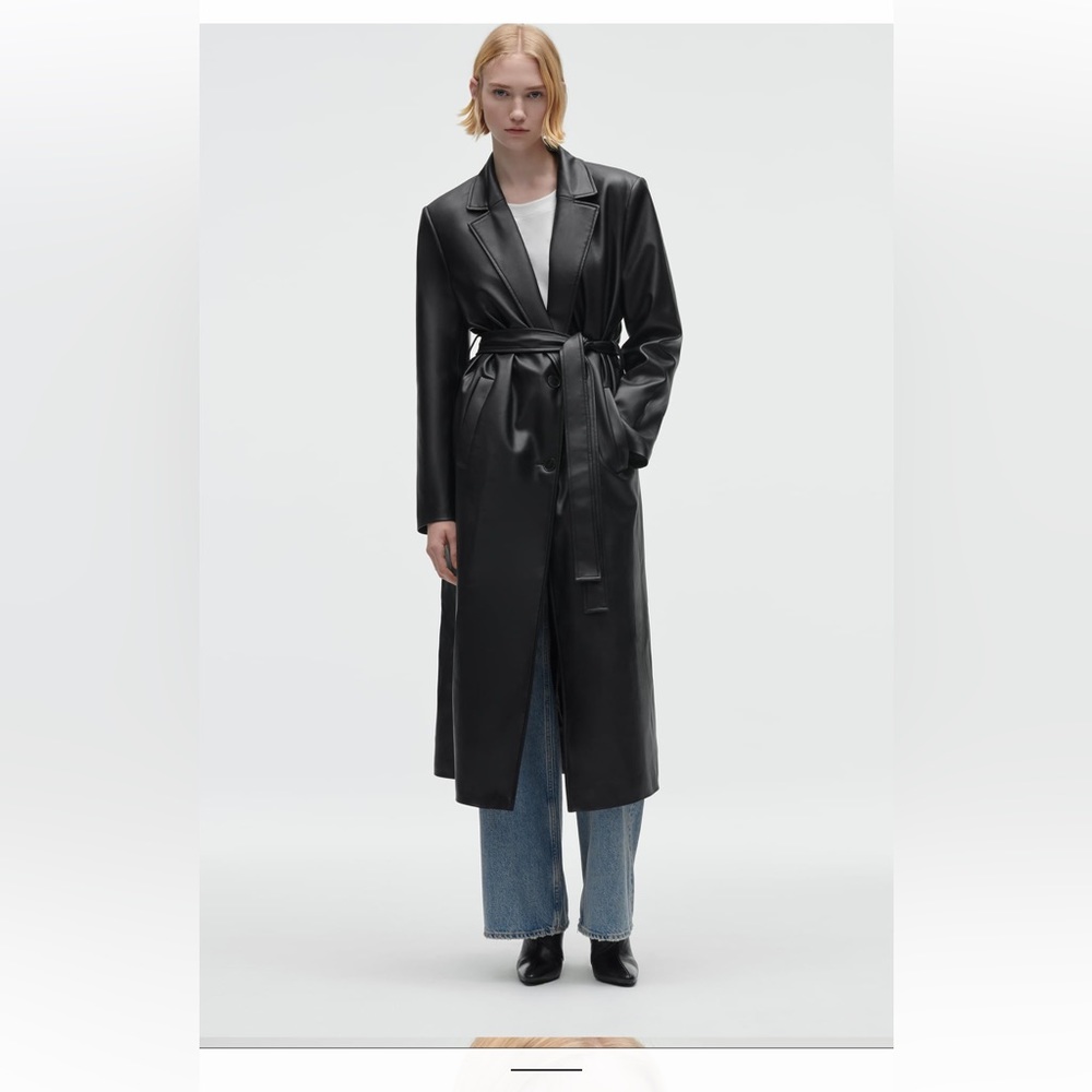 Faux leather trench coat
